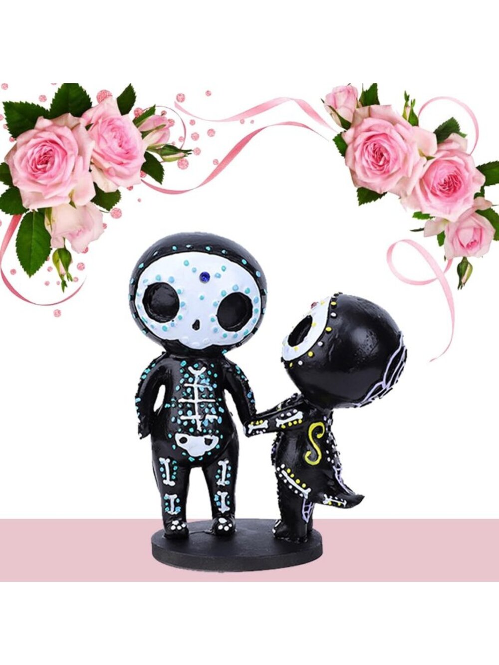Colorful Sugar Skull Couple Statue | Dia De Los Muertos & Halloween Decor